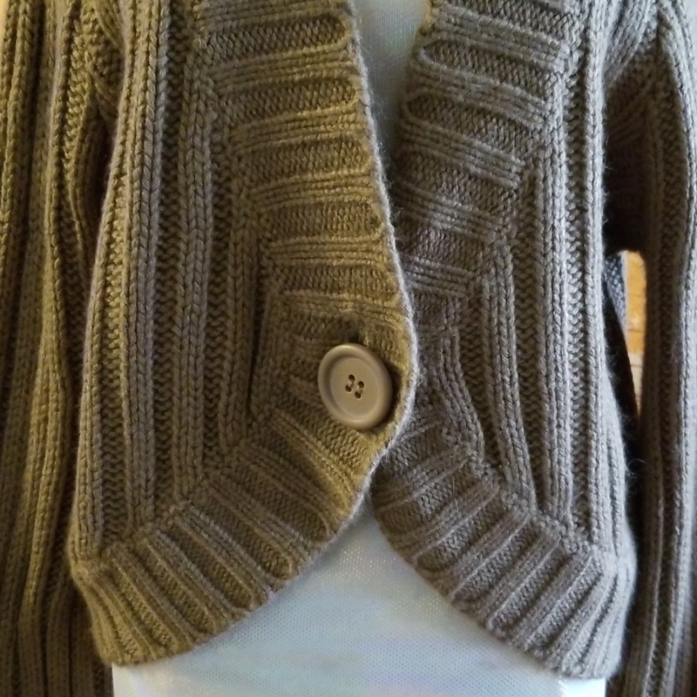 Chunky Knit Button-Up Sweater - Brown - Picture 2 of 7
